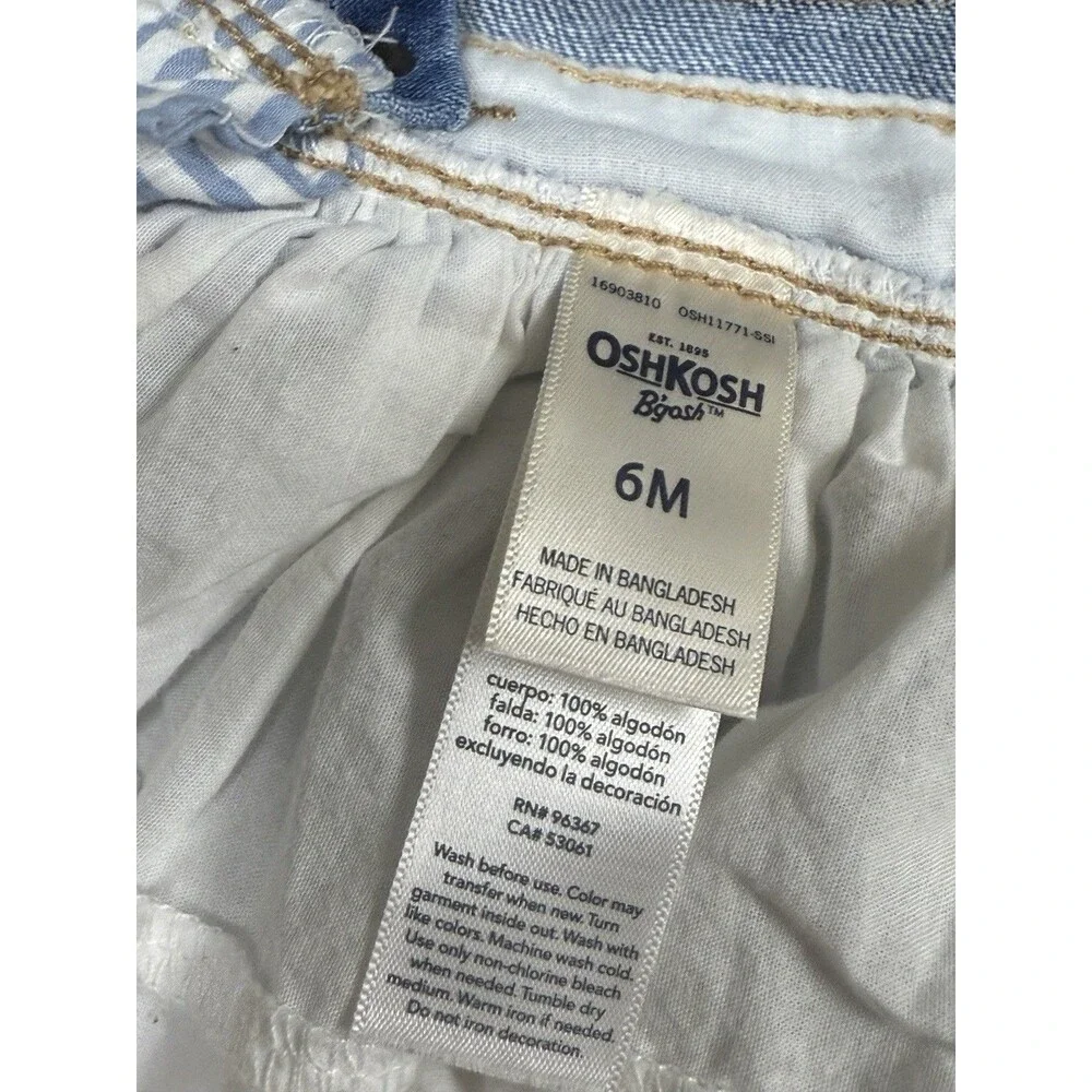 Oshkosh B'gosh Jumper Girls Sz‎ 6 Month Denim and Ruffles Floral Dress